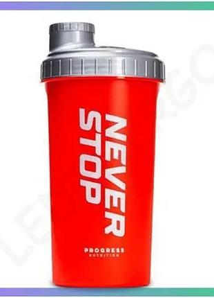 Шейкер progress nutrition 700 мл красный для спортивных коктейлей с плотной крышкой и сеточкой sku_fitsh_cn7424