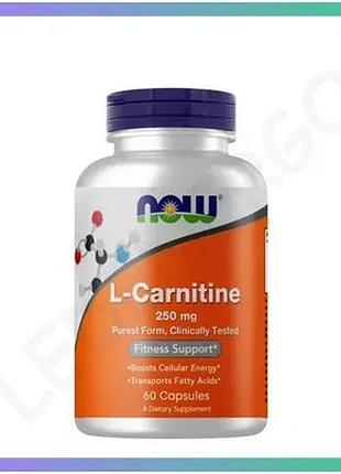 Жиросжигатель now l-carnitine 250 мг 60 капсул для снижения веса и повышения энергии для мужчин и женщ sku_fitsh_cn4401