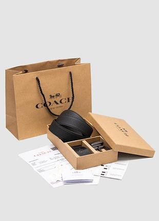 💫 coach belt kit black polished pebble leather/black fittings 125 х 3.5 см