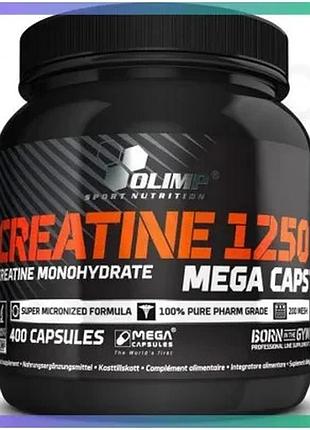 Креатин olimp sport nutrition creatine 1250 mega caps 400 капсул для набору м'язової маси та витривало sku_fitsh_cn304