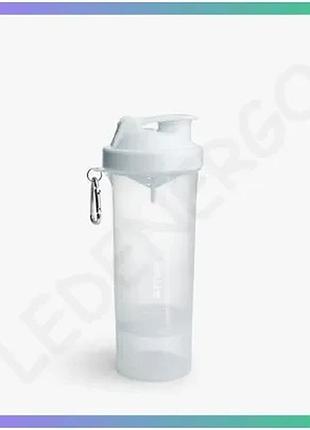 Шейкер smart shake slim 500 мл белый для протеиновых коктейлей с контейнером и таблетницей sku_fitsh_cn4843