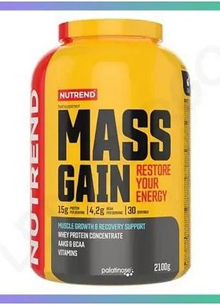 Гейнер nutrend mass gain 2,21 кг бісквіт для набору м'язової маси високовуглеводний протеїновий порошо sku_fitsh_cn8593-1