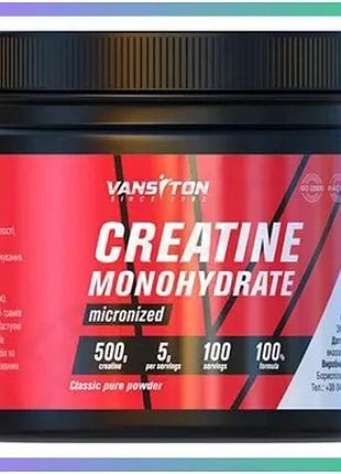 Креатин vansiton creatine monohydrate 500 грам порошок для набору м'язової маси відновлення витривалос sku_fitsh_cn10423