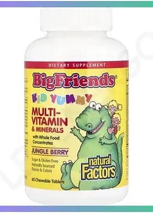 Мультивітаміни для дітей natural factors big friends multi-vitamin minerals 60 жувальних таблеток для sku_fitsh_cn16735