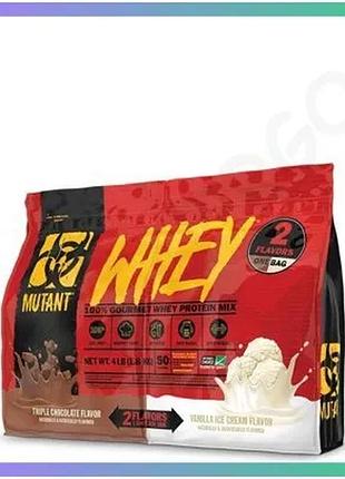 Протеїн mutant whey 1.8 кг потрійний шоколад ванільне морозиво для набору м'язової маси та відновлення sku_fitsh_cn7937-1