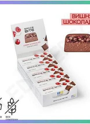 Протеїнові батончики spacefood space bite вишня-шоколад 10*45 г без цукру без глютену для дорослих пер sku_fitsh_cn15956
