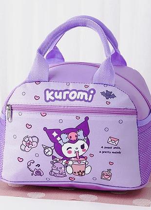 Термосумка для ланчу kuromi sanrio з водонепроникної тканини oxford для дітей та дорослих куромі з коктейлем