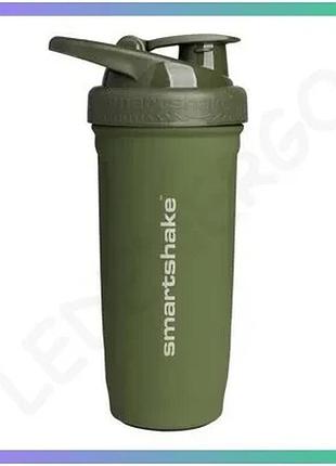 Шейкер smart shake reforce stainless steel 900 мл хакі металевий шейкер для коктейлів та напоїв sku_fitsh_cn15101