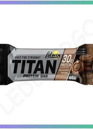 Протеиновый батончик fitwin titan bar 85 г сливочное печенье без сахара для перекуса спортбатончик sku_fitsh_cn20543-4