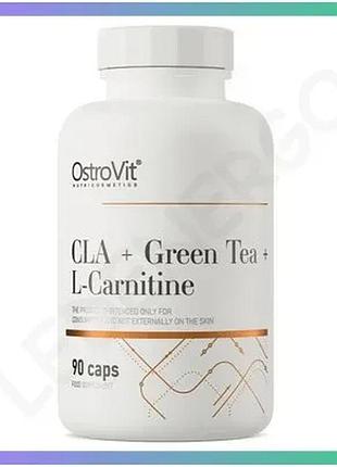 Жиросжигатель ostrovit cla + зеленый чай + l-карнитин 90 капсул для похудения и метаболизма sku_fitsh_cn1962