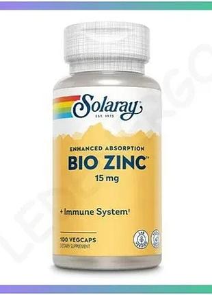 Витамины solaray bio zinc 15 мг 100 вегакапсул для иммунной системы и кожи цинк для взрослых sku_fitsh_cn10293