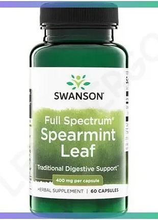 Листя м’яти колосистої swanson spearmint leaf 400 мг 60 капсул для підтримки травлення та антиоксидант sku_fitsh_cn20601-1