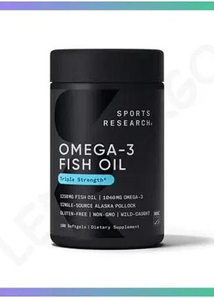 Рыбий жир sports research omega-3 fish oil 1250 мг 180 капсул для сердца и суставов омега 3 sku_fitsh_cn16657