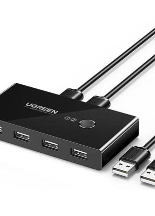 Usb-перемикач ugreen us216 usb 2.0 для 2 пк на 4 пристрої micro usb чорний