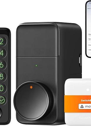Електронний замок дверей switchbot lock pro bluetooth з відбитком пальця і клавіатурою чорний ip65 w3500000e