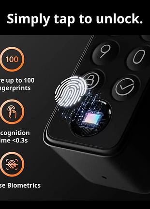 Электронный замок двери switchbot lock pro bluetooth с отпечатком пальца и клавиатурой черный ip65 w3500000e 3