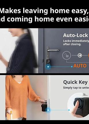 Электронный замок двери switchbot lock pro bluetooth с отпечатком пальца и клавиатурой черный ip65 w3500000e 5