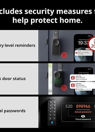 Электронный замок двери switchbot lock pro bluetooth с отпечатком пальца и клавиатурой черный ip65 w3500000e 8