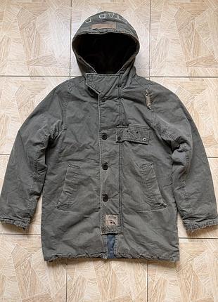 Куртка vintage g-star raw ward parka jacket mens m gray hooded winter coat distressed