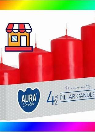 Bs набір свічок 4 best mix шт. циліндр bispol aura candles червоні (sw50/4-030) bas77/n