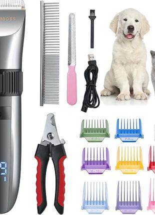 Беспроводная машинка для стрижки собак barberboss, водонепроницаемые керамические лезвия, светодиодный дисплей, быстрая зарядка, q