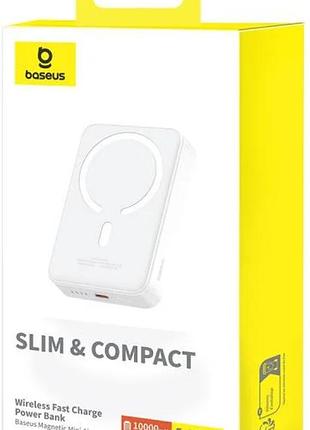 Павербанк mini 10000 mah 20w baseus magsafe iphone беспроводная быстрая зарядка qi 15w