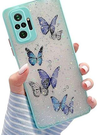 Защитный чехол для xiaomi redmi note 10 pro/note 10 pro max, бабочка, глянцевый, прозрачный, мягкий силиконовый защитный чехол для