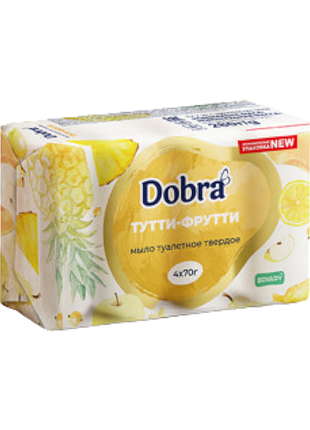 Мыло туалетное dobra bovary тутти - фрутти экопак 4 х 70 г.