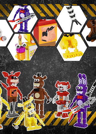 Детский конструктор fnaf custom аниматроники 5 ночей с фредди фигурки игровые, five nights at freddy's 696 деталей, набор фигурок 3