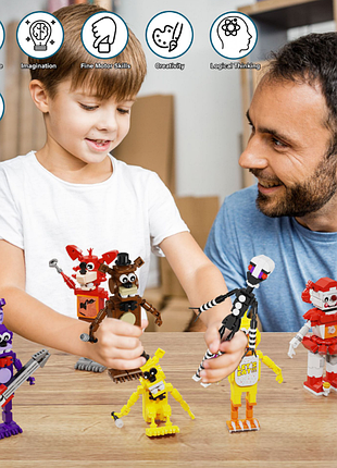 Детский конструктор fnaf custom аниматроники 5 ночей с фредди фигурки игровые, five nights at freddy's 696 деталей, набор фигурок 5