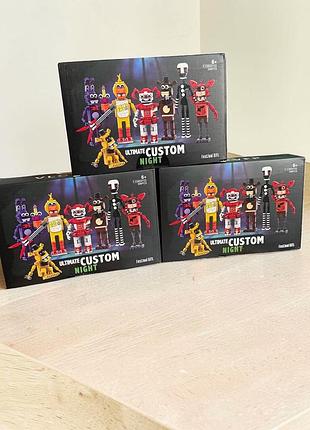 Детский конструктор fnaf custom аниматроники 5 ночей с фредди фигурки игровые, five nights at freddy's 696 деталей, набор фигурок 6