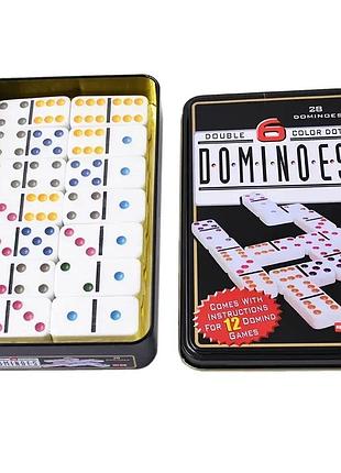 Настольная игра домино в металлическом боксе