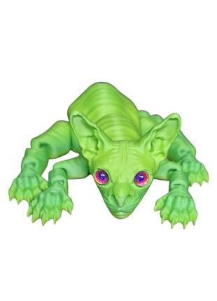 Іграшка дитяча 3d кіт сфінкс зелений матовий рухливий 20 см