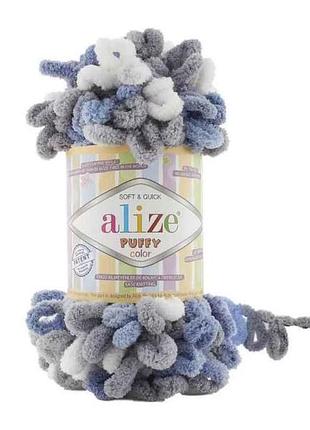 Пряжа puffy color 6075 5шт/уп 100% микрополиэстр 100г 9м тм alize