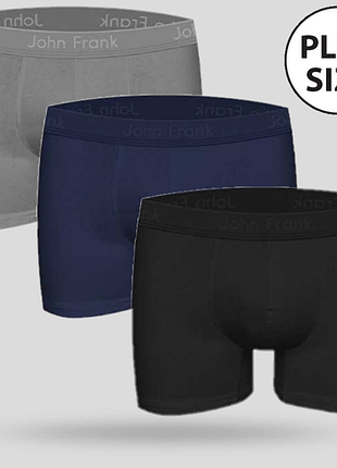 Мужские модальные боксеры 3xl/4xl набор 3шт. john frank jf3bmodnapls100-3xl
