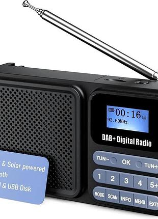 Портативне цифрове радіо p11 dab, fm/dab plus з bluetooth, живлення від батареї на сонячній батареї