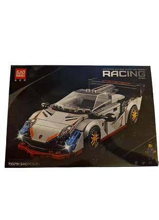 Конструктор 3d racing машинка серебристая 346 деталей