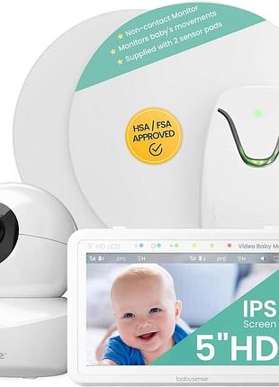 Дитячий монітор babysense true sleep hd fsa з камерою та аудіо + монітор дихання та рухів дитини під час сну, без wi-fi, 2 безкон