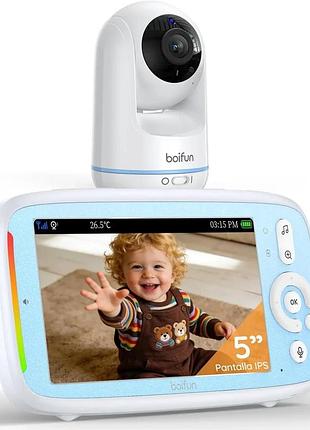 Відеоняня boifun vb805 5" ips, без wifi, 360° поворот, нічне бачення, vox, двосторонній зв язок, датчик температури,