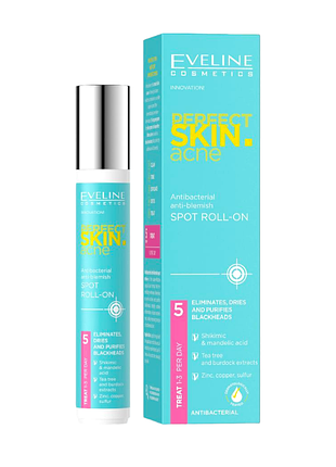 Гель для лица eveline perfect skin acne точечный, роликовый, против недостатков кожи 15 мл 9792