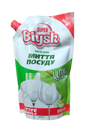 Засіб для миття посуду super blysk apple дой-пак 500 мл.