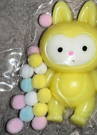 Игрушка сквиш антистресс зайка, 8х7 см, желтый