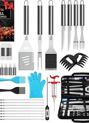 Аксесуари для гриля aisitin 35pcs набір інструментів для барбекю, набір для гриля з нержавіючої сталі