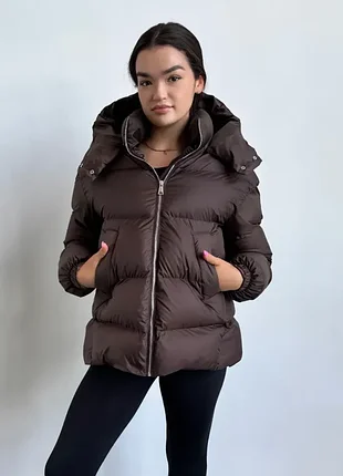 Коричневый зимний пуховик eva classic