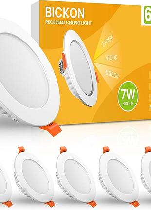 Врезные светодиодные светильники bickon 7w ip44 cct 2700-6500k 230v (набор 6 шт.)