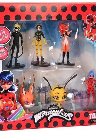 Набір фігурок-топерів miraculous lady bug deluxe 8 шт mlb2070_a колекційні фігурки леді баг і супер кіт сюрприз для дітей