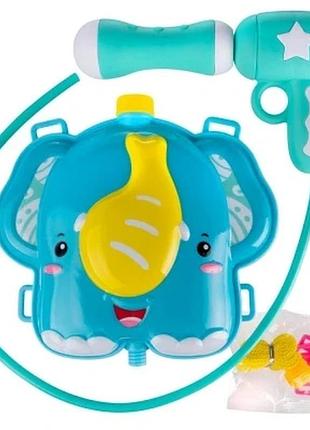 Водный пистолет maya toys слоненок - детская водяная игрушка с рюкзаком, пистолетом и шлангом, для веселых летних игр