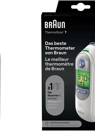Інфрачервоний вушний термометр braun thermoscan 7 irt6520 з технологією age precision та кольоровим дисплеєм