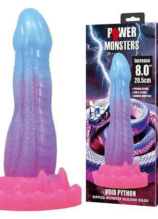 Фаллоимитатор силиконовый power monsters void python на присоске, фиолетовый, 4 см х 20.5 см 2