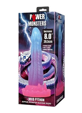 Фаллоимитатор силиконовый power monsters void python на присоске, фиолетовый, 4 см х 20.5 см 10